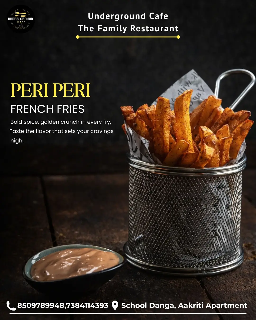 Peri peri fries post from Underground Cafe & Family Restaurant Instagram